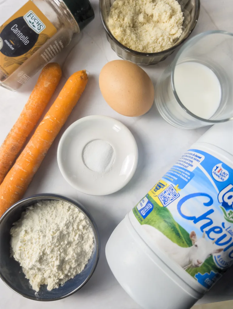 Ingrédients de la recette de cakes à la carotte