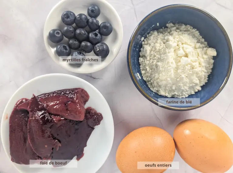 Ingrédients de la recette de moelleux au foie pour chien