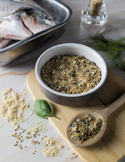 Présentation du condiment pour la gamelle du chien, le mélange shiba