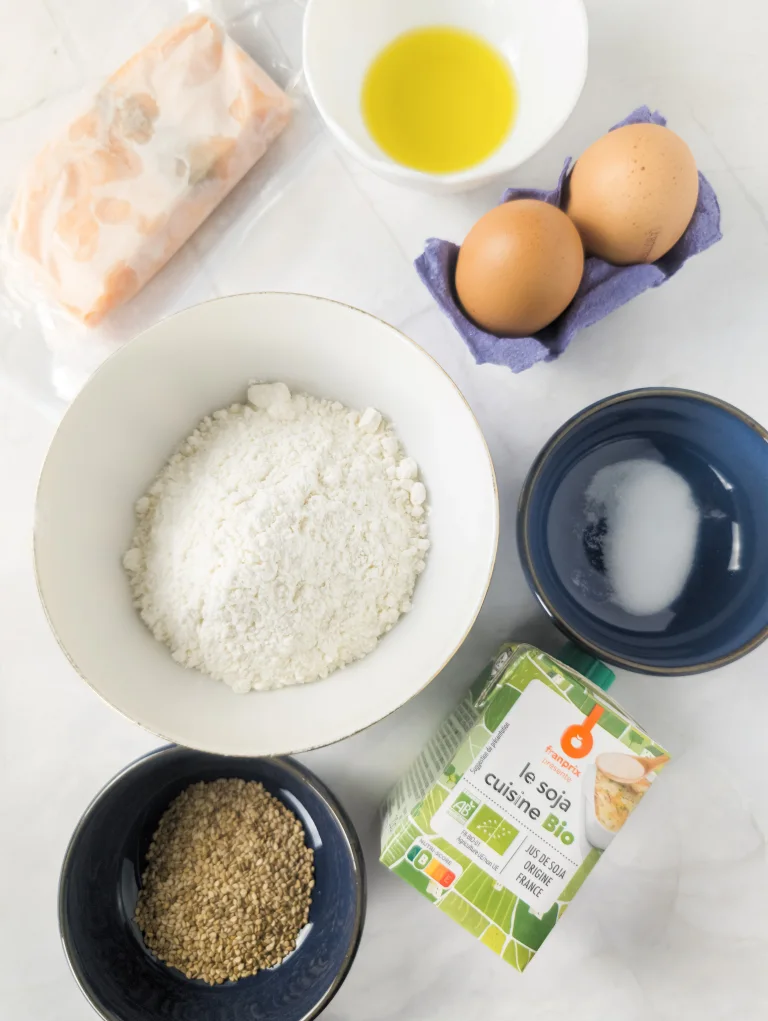 Ingrédients de la recette de muffin au saumon pour chien
