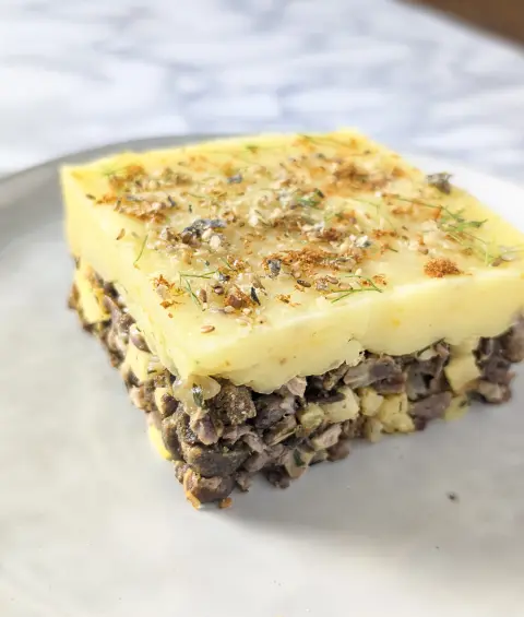 Présentation de la recette de bi-nutrition pour chien, le parmentier aux gésiers