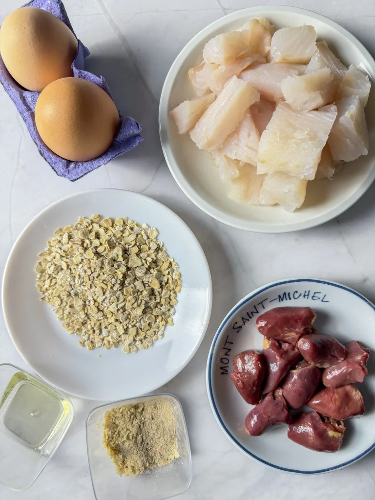 Ingrédients de la recette de mousseline de poisson pour chat