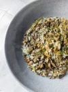 Ration ménagère pour chien : boeuf mariné, riz, courgette, nashi