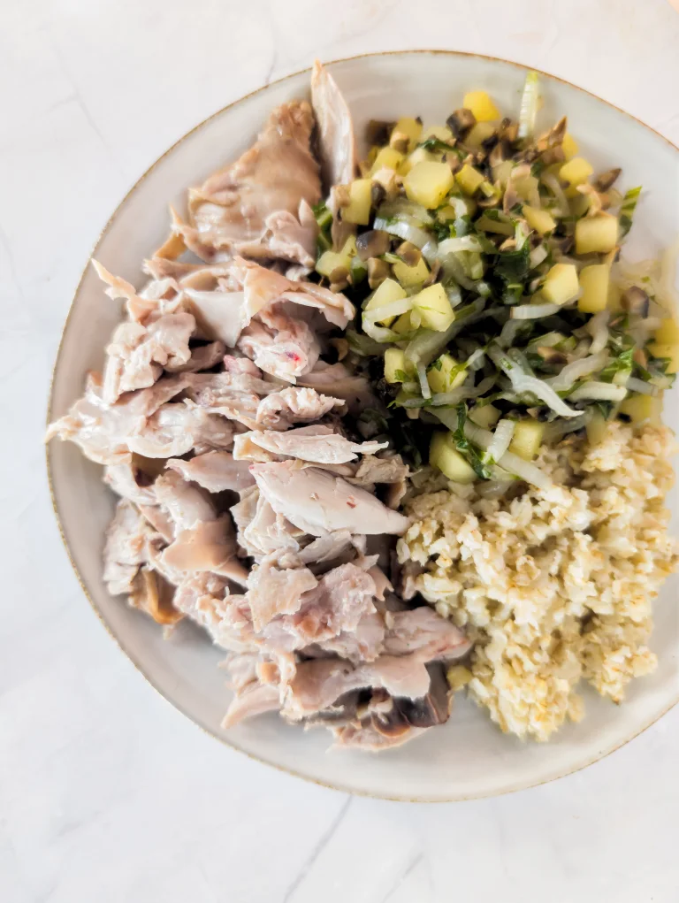 Vue de tous les éléments cuits de la recette