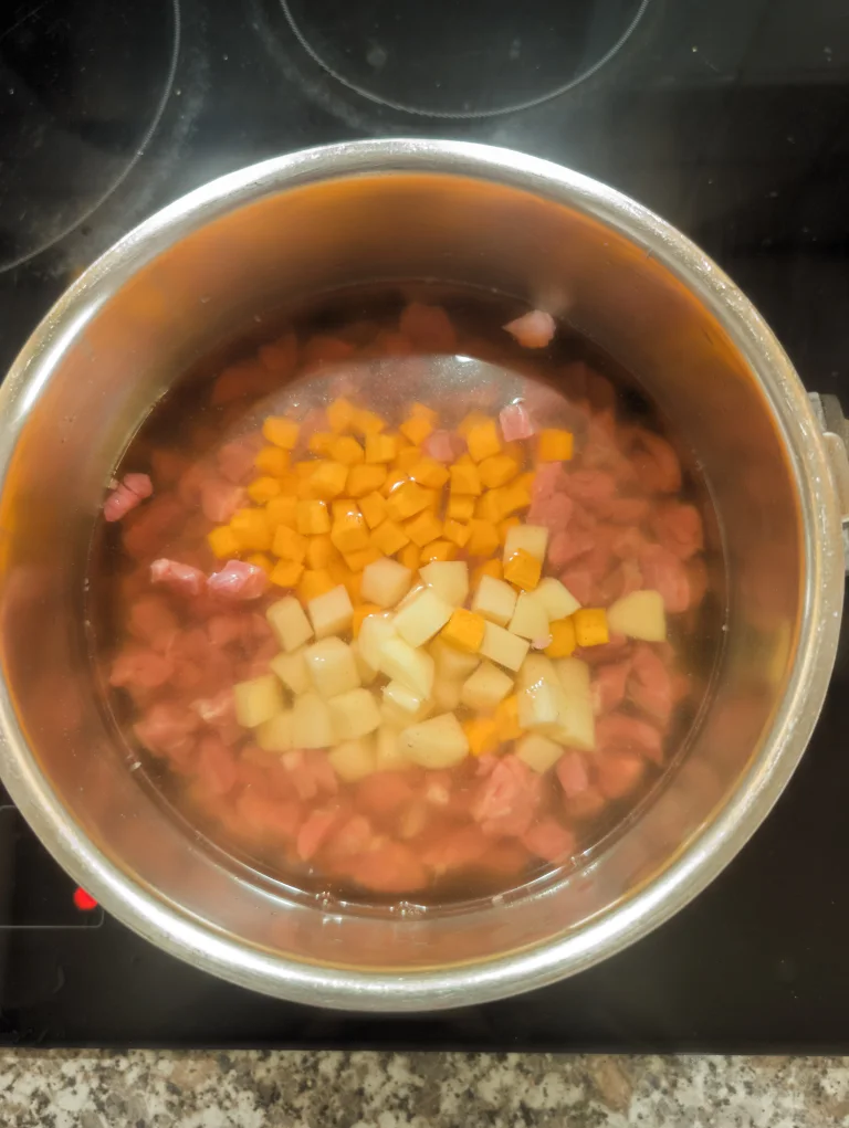 Démarrage de la cuisson de la blanquette