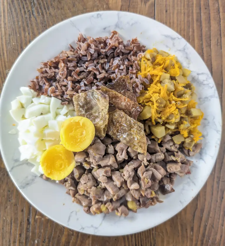 Vue des éléments de la recette avant poêlage et finition