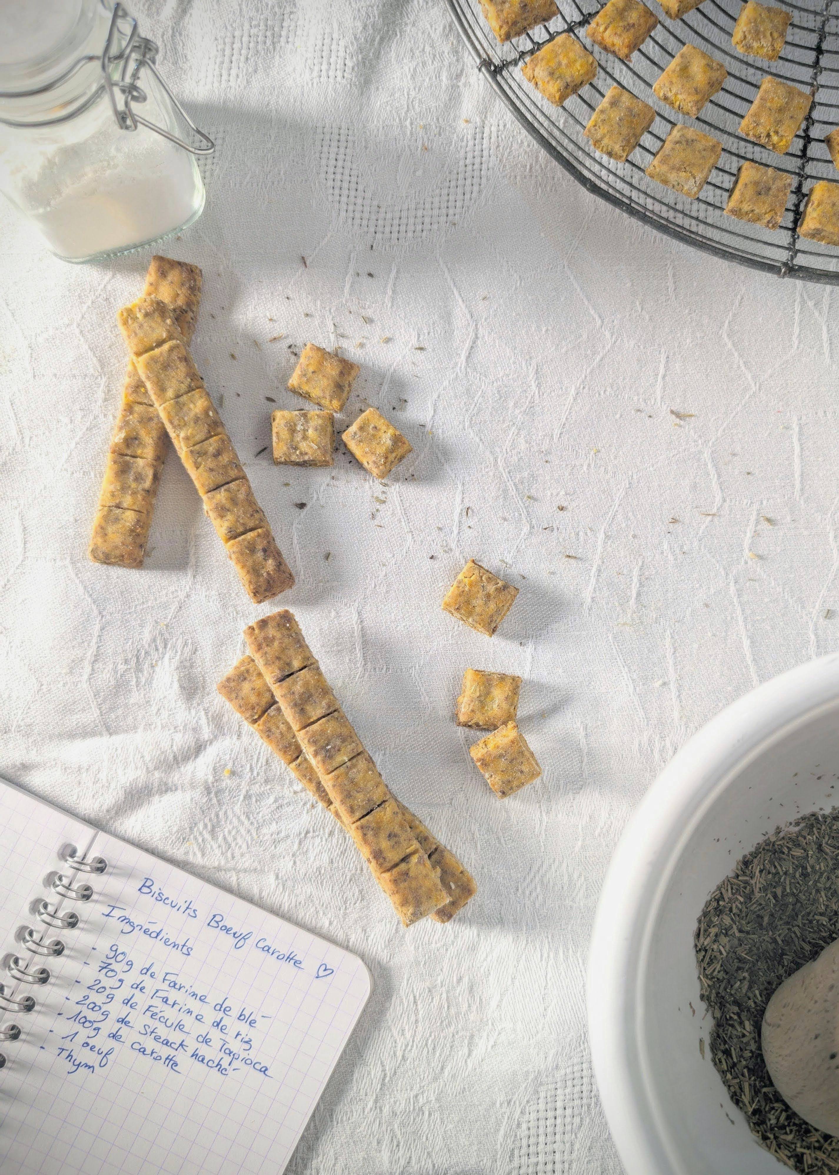 Photo de présentation des biscuits récompense boeuf et carotte pour votre chien