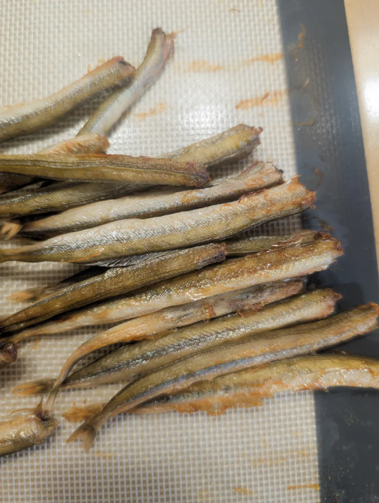 Poissons après cuisson et séchage